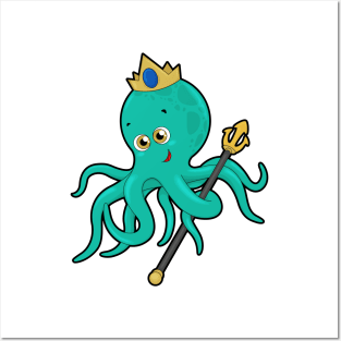 Octopus as King with Trident Posters and Art